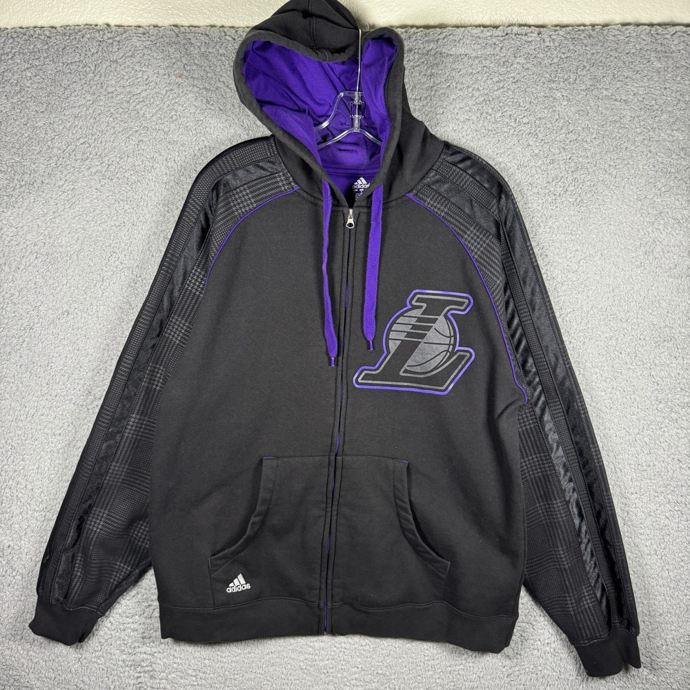 Adidas Los Angeles Lakers Limited Edition Full Zip Hoodie Men L Black Purple NBA